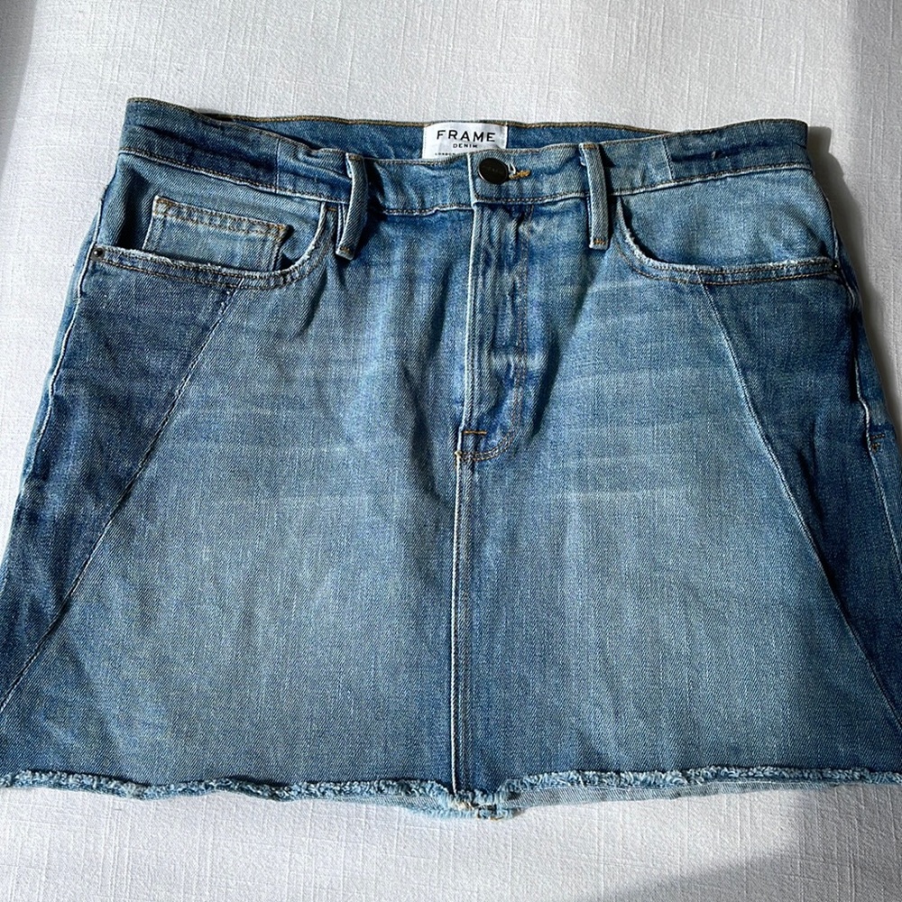 FRAME- Two Toned Denim Mini Skirt
